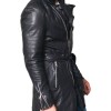 Men's Mid Length Designer Black Leather Jacket Men's Mid Length Designer Black Leather Jacket
