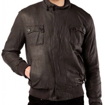 Men's Designer Stylish Look Bomber Brown Leather Jacket