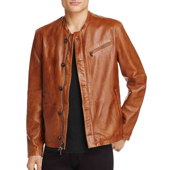 Men's Casual Designer Tan Brown Leather Jacket