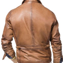 Men's Motorcycle Designer Tan Brown Leather Jacket