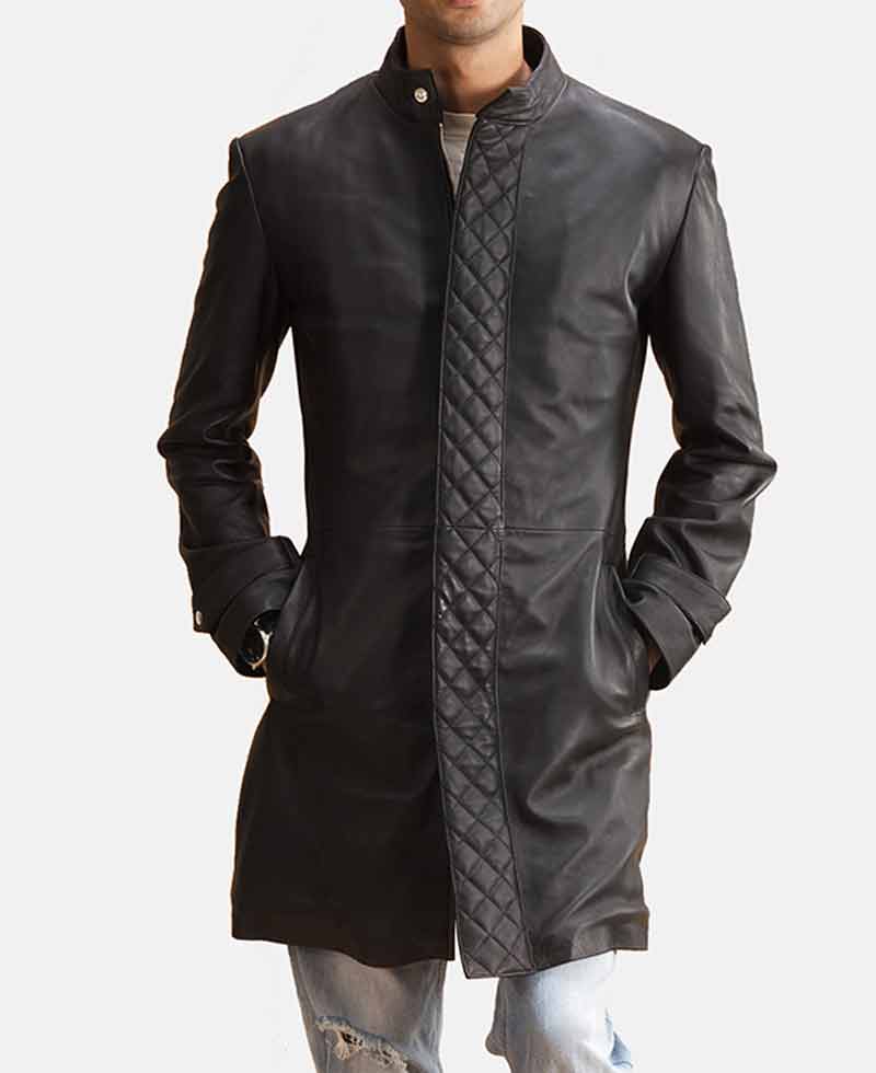 mens mid length leather coats