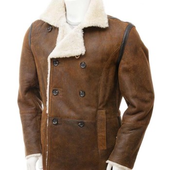 Men's Shearling Double Breasted Leather Coat