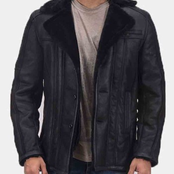 Men's Furcliff Double Face Shearling Black Leather Jacket
