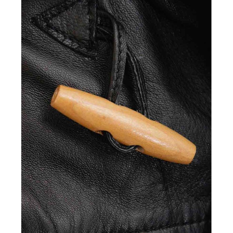 Men's Duffle Black Leather Coat Men's Duffle Black Leather Coat