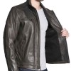 Men's Faded-Seam Cycle Vintage Leather Black Jacket Men's Faded-Seam Cycle Vintage Leather Black Jacket