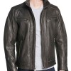Men's Faded-Seam Cycle Vintage Leather Black Jacket Men's Faded-Seam Cycle Vintage Leather Black Jacket