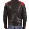 Men's FJM023 Red Quilted Shoulder Black Leather Motorcycle Jacket Men's FJM023 Red Quilted Shoulder Black Leather Motorcycle Jacket