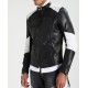 Men's Biker FJM252 Quilted White and Black Leather Jacket