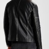 Men's FJM290 Zipper Pockets Black Leather Biker Jacket