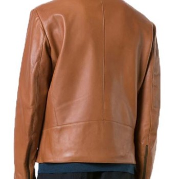 Men's FJM376 Long Zipper Brown Leather Jacket
