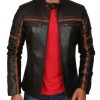 Men's FJM438 Brown Striped Motorcycle Leather Jacket Men's FJM438 Brown Striped Motorcycle Leather Jacket