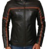Men's FJM438 Brown Striped Motorcycle Leather Jacket Men's FJM438 Brown Striped Motorcycle Leather Jacket
