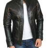 Men's FJM445 Biker Designer Brown Striped Leather Jacket Men's FJM445 Biker Designer Brown Striped Leather Jacket