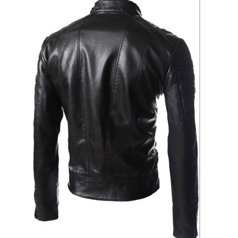 Men's FJM457 Designer Asymmetrical Motorcycle Black Leather Jacket Men's FJM457 Designer Asymmetrical Motorcycle Black Leather Jacket