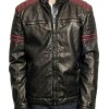 Men's FJM486 Burgundy Striped Motorcycle Leather Jacket Men's FJM486 Burgundy Striped Motorcycle Leather Jacket