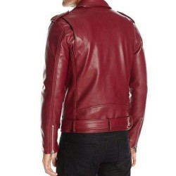 Men's FJM493 Asymmetrical Motorcycle Red Leather Jacket