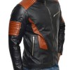Men's FJM528 Biker Brown Design Black Leather Jacket Men's FJM528 Biker Brown Design Black Leather Jacket