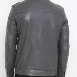 Men's FJM530 Designer Biker Grey Leather Jacket