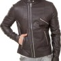 Men's FJM547 Dual Zipper Biker Brown Leather Jacket