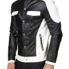 Men's FJM558 Shirt Style Black and White Leather Jacket