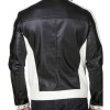 Men's FJM558 Shirt Style Black and White Leather Jacket