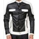 Men's FJM558 Shirt Style Black and White Leather Jacket