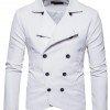 Men's FJM578 Shirt Style White Double Breasted Jacket