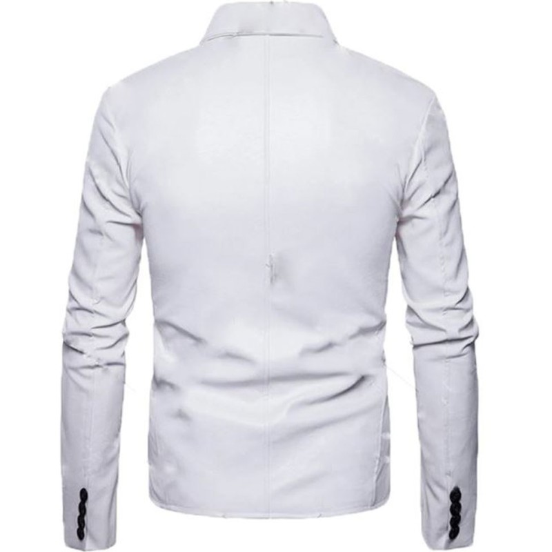 Men's FJM578 Shirt Style White Double Breasted Jacket Men's FJM578 Shirt Style White Double Breasted Jacket