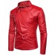 Men's FJM592 Asymmetrical Motorcycle Slim Fit Red Leather Jacket