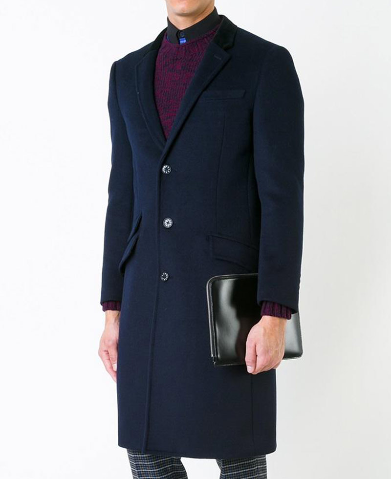 navy blue wool overcoat