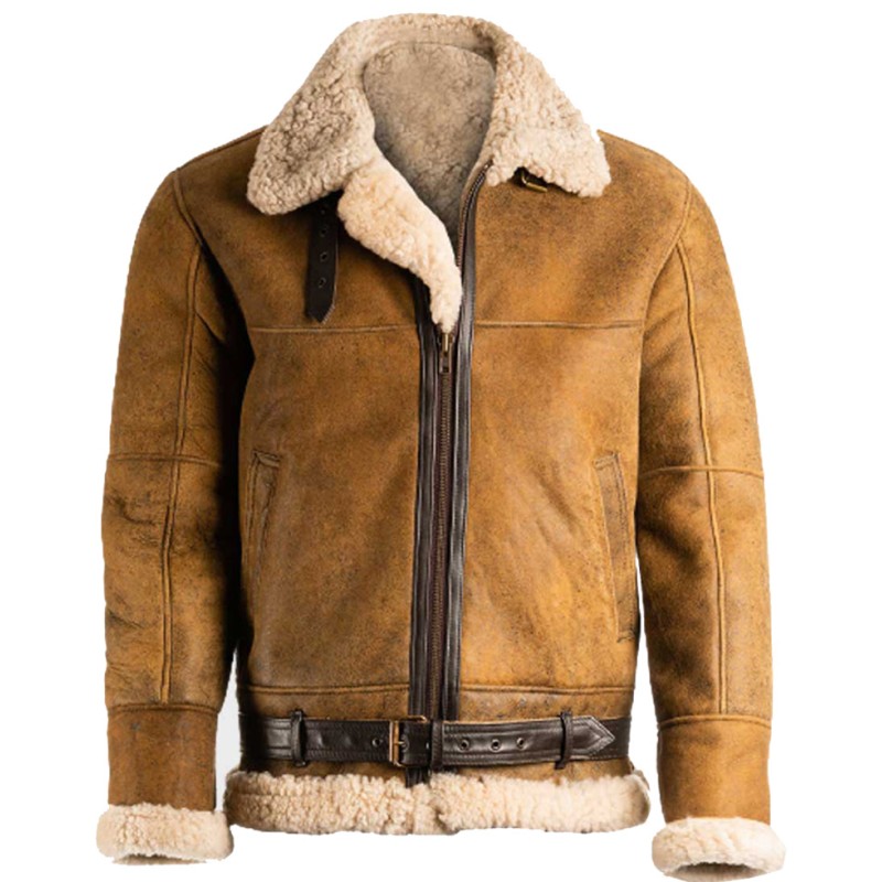 Men's Flight Aviator B3 Shearling Brown Leather Jacket Men's Flight Aviator B3 Shearling Brown Leather Jacket