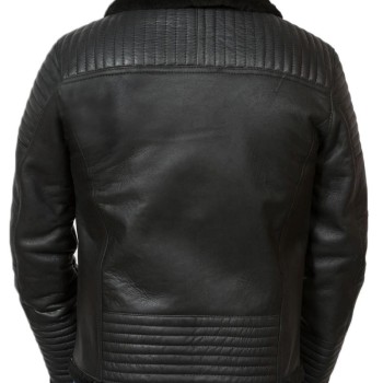 Men's Shearling Flying Black Sheepskin Leather Jacket