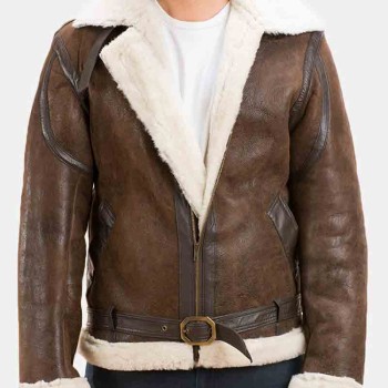 Men's Forest Double Face Shearling Brown Leather Jacket