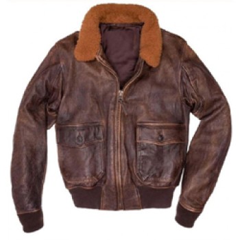 Men's G-1 US Navy Distressed Brown Leather Bomber Jacket 