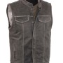 Men's Grey Leather Biker Vest