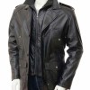 Men's High Neck Collar Black Peacoat