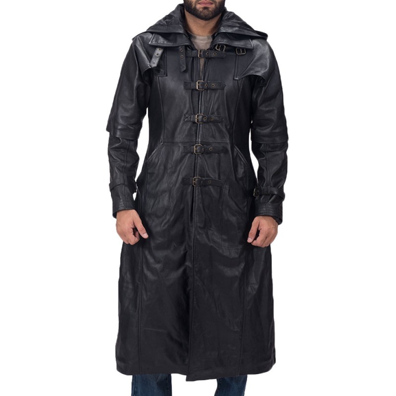 Men's Huntsman Black Leather Trench Coat Men's Huntsman Black Leather Trench Coat