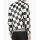 Men's Belted Checkerboard Leather Jacket
