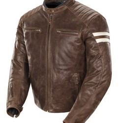 Men's Snap Tab Collar Biker Leather Jacket