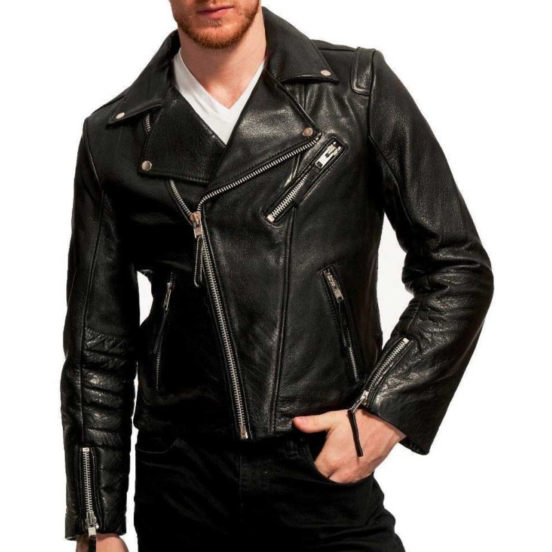 Men's Biker Black Lambskin Leather Jacket Men's Biker Black Lambskin Leather Jacket