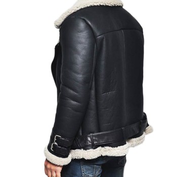 Men's Motorcycle Rider Lambskin Leather Shearling Jacket