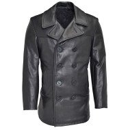 Men's Leather Pea Coat
