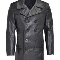 pea coat leather