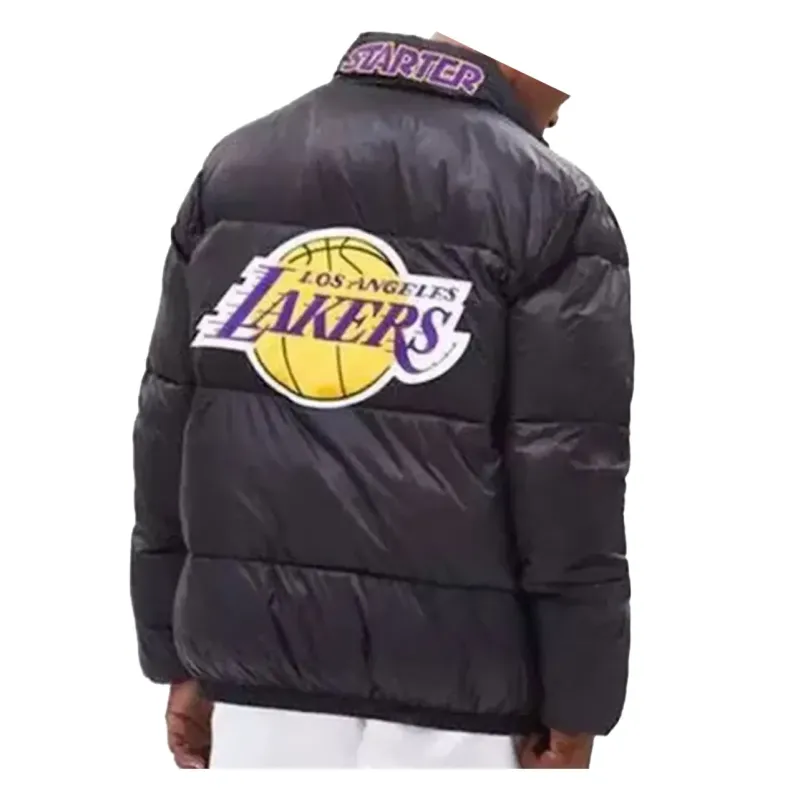 Men's Puffer Lakers Los Angeles Black Jacket Men's Puffer Lakers Los Angeles Black Jacket