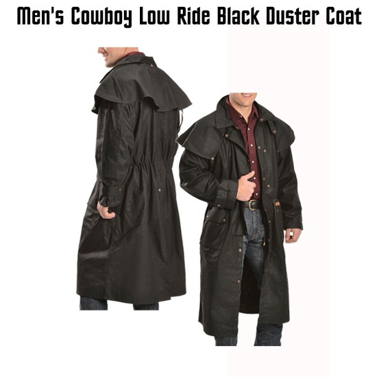 Men's Low Ride Cowboy Cotton Black Duster