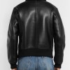 Men's MA 1 Bomber Black Leather Jacket with Fur Collar Men's MA 1 Bomber Black Leather Jacket with Fur Collar
