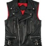Men's MC Club Biker Asymmetrical Zipper Black Leather Vest