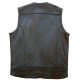 Men's MC Club Biker Asymmetrical Zipper Black Leather Vest