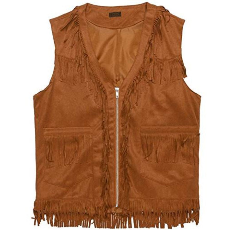 Men's MFJ021 Cowboy Fringe Brown Vest Men's MFJ021 Cowboy Fringe Brown Vest