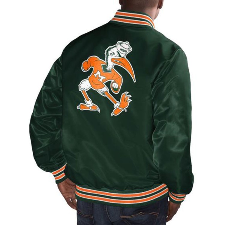 Men's Miami Hurricanes Green Satin Jacket Men's Miami Hurricanes Green Satin Jacket